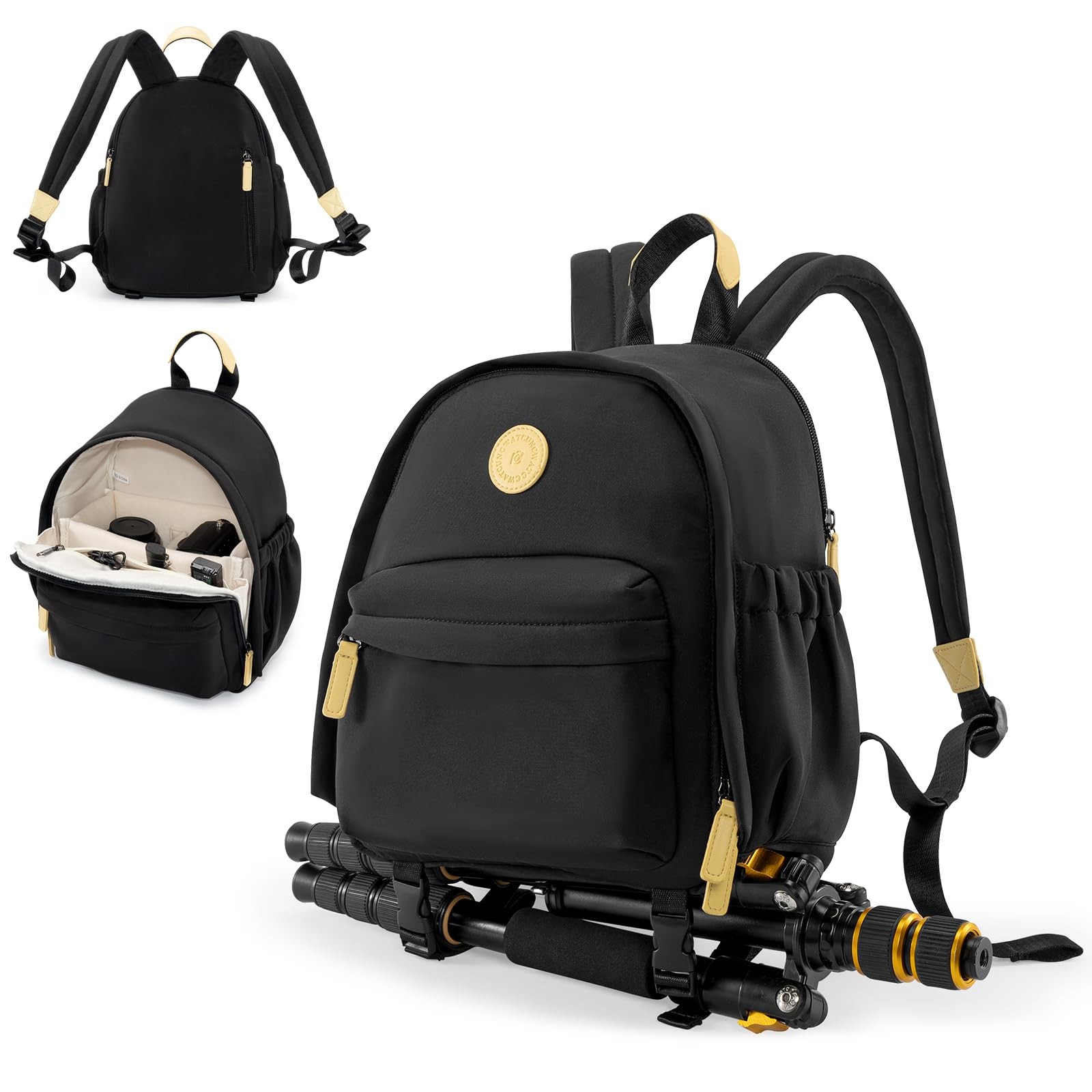 Cwatcun Camera Backpack Bag Small for Women,Fashion DSLR Camera Bag with Tripod Strap Laptop Compartment and Padded Dividers Lightweight Photograhy Cute Backpack Case for Cameras Accessories