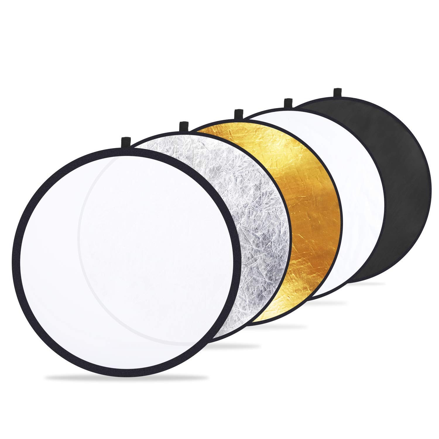 Etekcity 43" (110cm) 5-in-1 Photography Reflector, Multi-Disc Light Reflectors for Photography, Collapsible with Bag - Translucent, Silver, Gold, White and Black