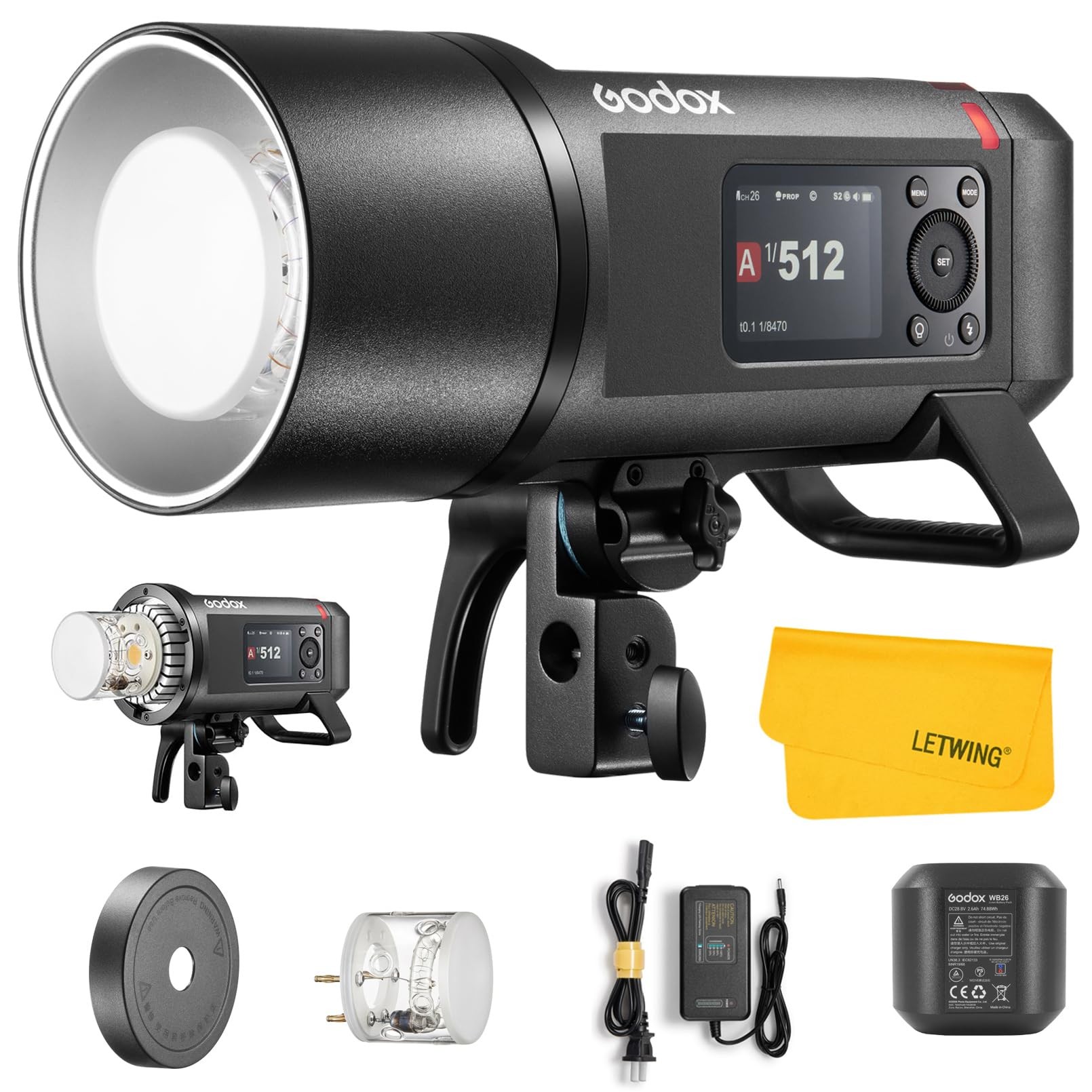GODOX AD600 Pro II AD600Pro II Outdoor Flash Strobe, 600Ws 2.4G TTL Studio Flash HSS 1/8000s, 2600mAh Lithium Battery, 40W Bi-Color Modeling Light, for Canon Nikon Sony Olympus Fuji Panasonic Leica