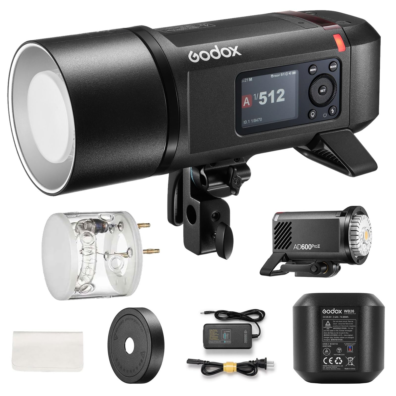 AD600 Pro II AD600Pro II Outdoor Flash Strobe, Portable 600Ws 2.4G TTL 1/8000 HSS Monolight, 0.01-0.9s Recycle, 40W LED Modeling Lamp, GODOX AD600ProII AD600 Pro II with Battery & Bowens Mount