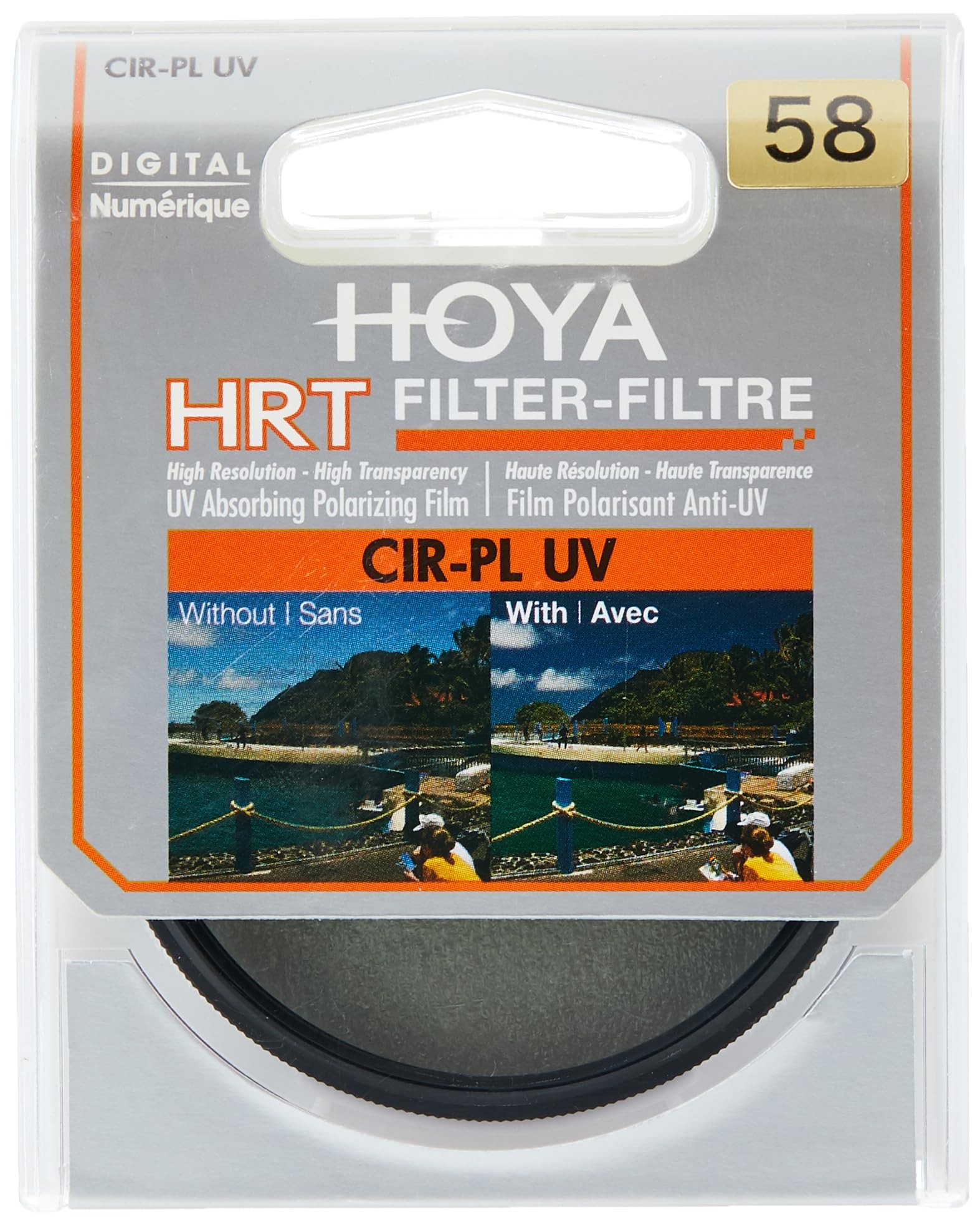 Hoya Circular Polarizer Filter (HRT CIR-PL UV) – 58mm Polarizing Filter with UV Absorbing Glass, High-Rate Transparency Film for Camera Lens – Multi-Coated Aluminum Frame & Water Resistant