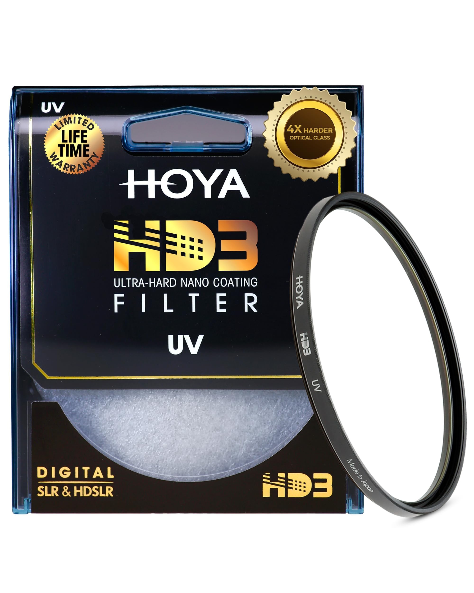 Hoya HD3 58mm UV Protector Filter - Re-Certified for 100MP+ Cameras with Ultra-Hard Nano Coating UV Filter - Stain Resistant, Smudge and Waterproof UV Lens Filter with Aluminum Frame