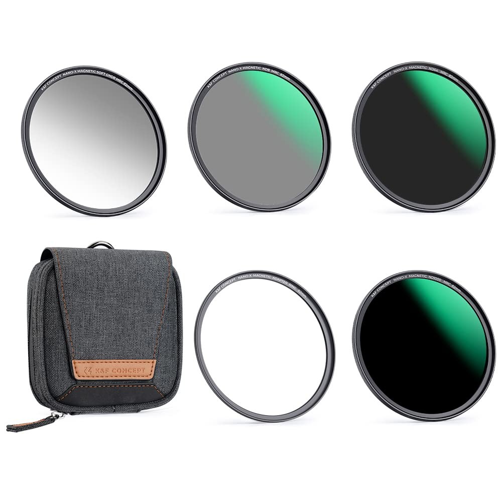 K&F CONCEPT 67mm Magnetic ND Lens Filters Kit (5 Pack) GND8+ND8+ND64+ND1000+ Magnetic Basic Ring 28 Multi-Layer Coated Optical Glass Filters Set for Camera Lens (Nano-X Series)