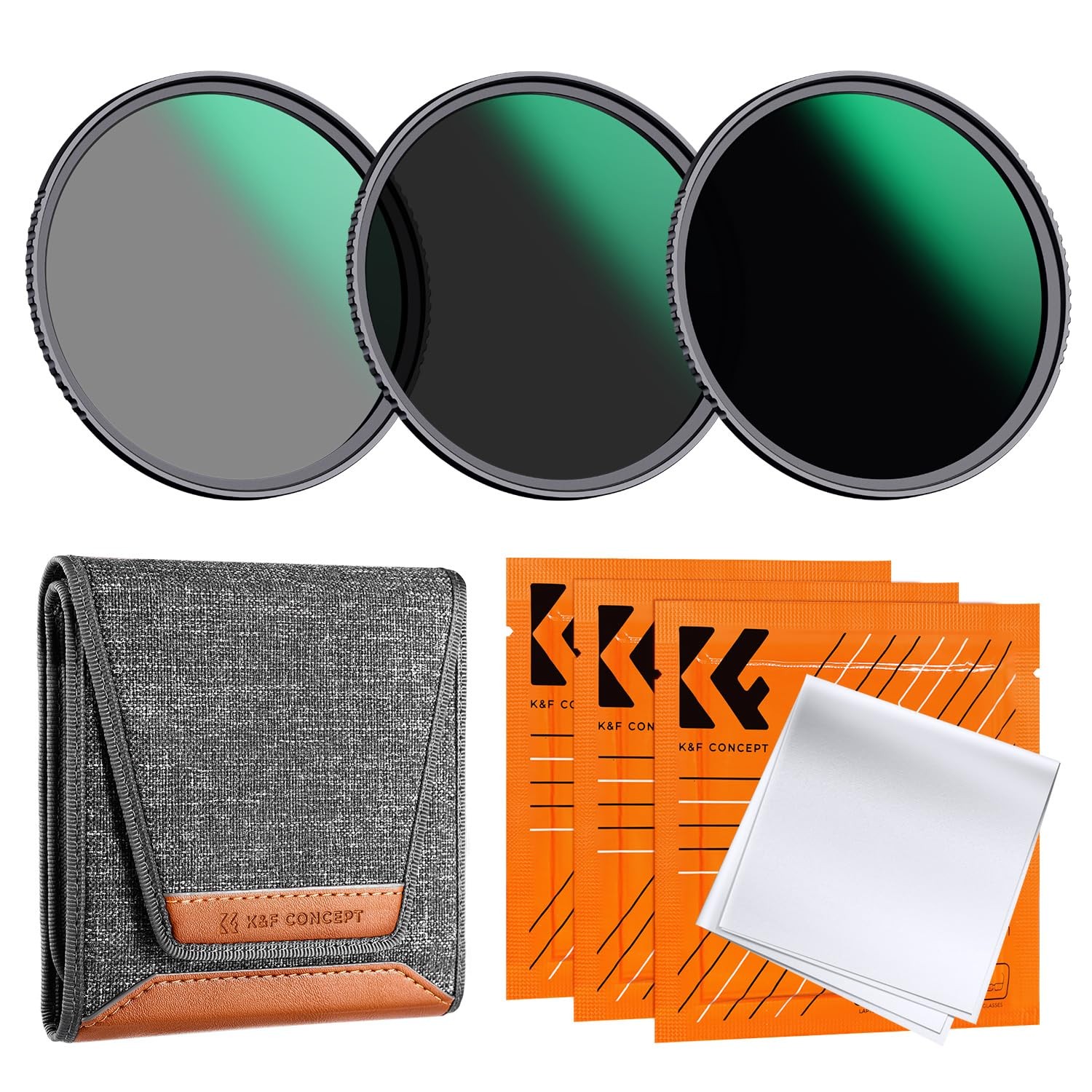 K&F CONCEPT 77mm ND8 ND64 ND1000 ND Lens Filters Kit- Optical Glass 24 Multi-Coated Waterproof Camera Lens Filters Set with Filter Pouch and Cleaning Cloths (D-Series)