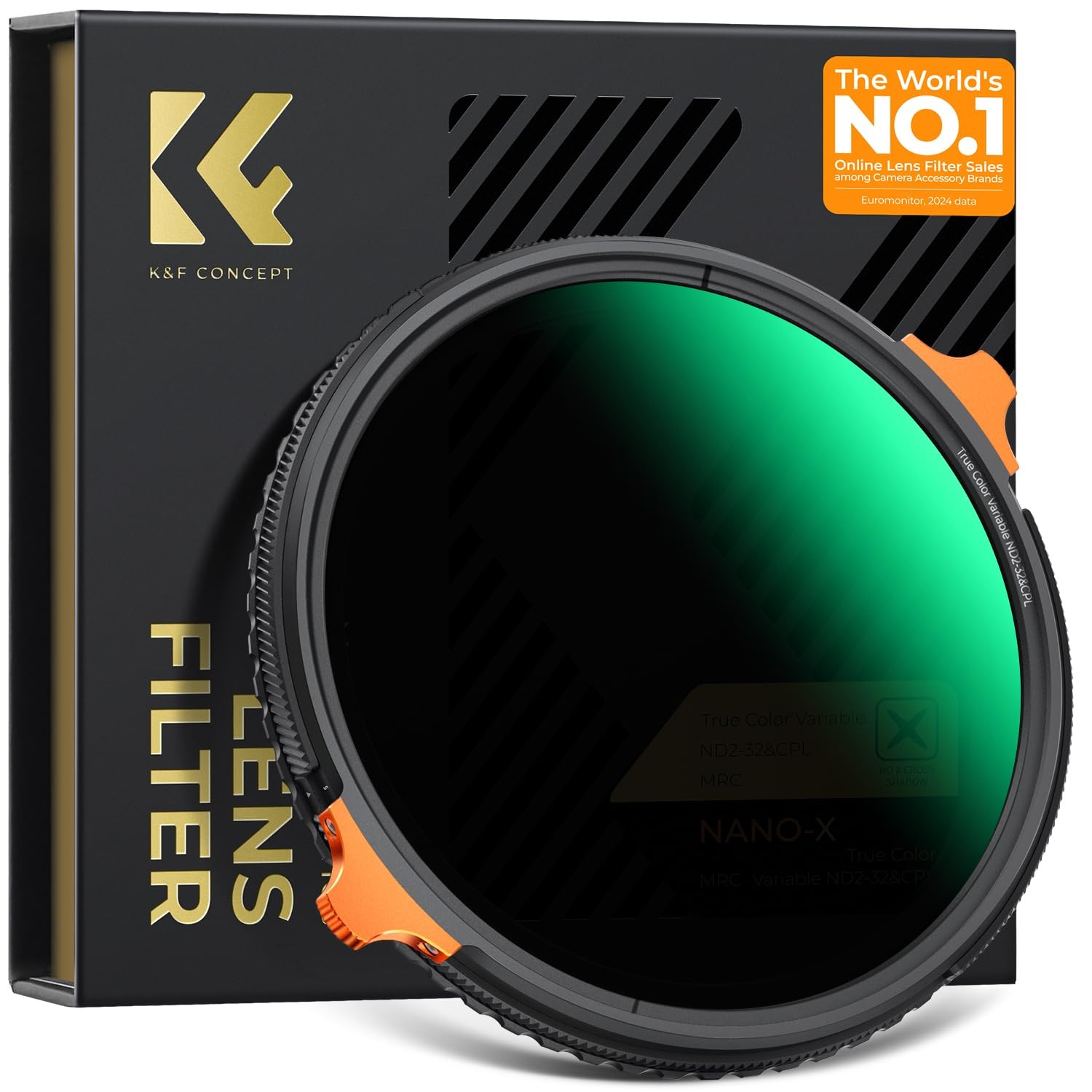 K&F CONCEPT 77mm True Color Variable Fader ND2-32 ND Filter and CPL Circular Polarizing Lens Filter in 1 for Camera Lens Neutral Density Polarizer Filter (Nano-X Series)
