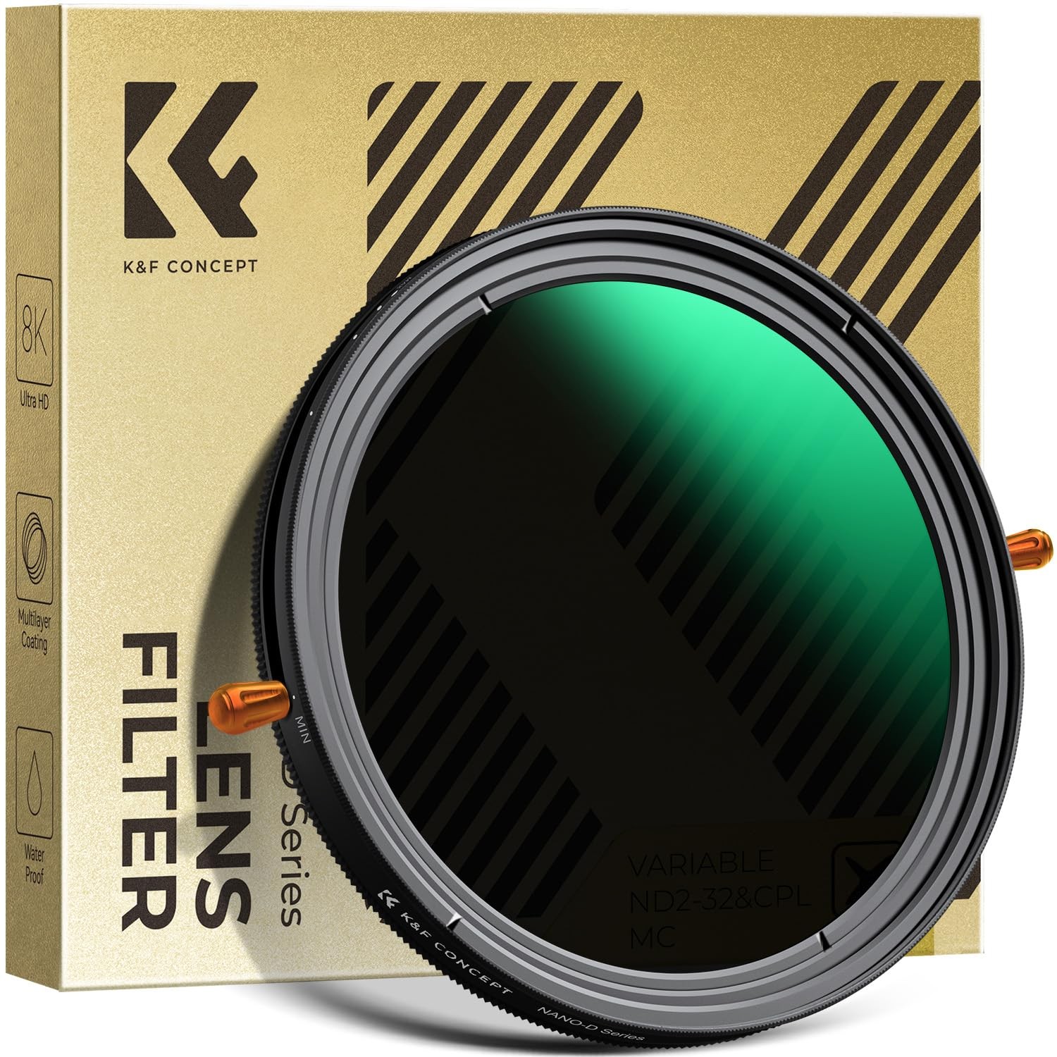 K&F CONCEPT 82mm Variable Fader ND2-32 ND Filter and CPL Circular Polarizing Lens Filter in 1 for Camera Lens Waterproof Neutral Density Polarizer Filter (Nano-D Series)