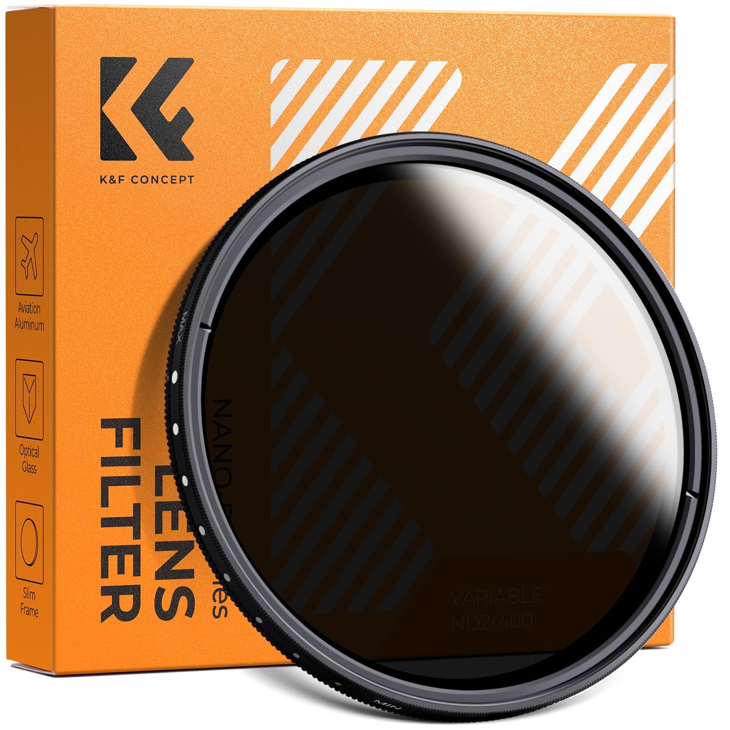 K&F CONCEPT 82mm Variable ND2-ND400 ND Lens Filter (1-9 Stops) for Camera Lens, Adjustable Neutral Density Filter with Microfiber Cleaning Cloth (B-Series)