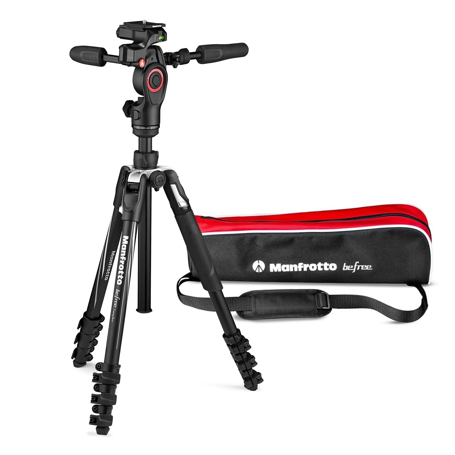 Manfrotto Befree 3-Way Live Advanced Tripod Kit, Tripod and Fluid Head in Aluminum for Cameras and Camcorders up to 6 kg, Ultra-Compact, Photography Accessories for Content Creation, Photo and Video