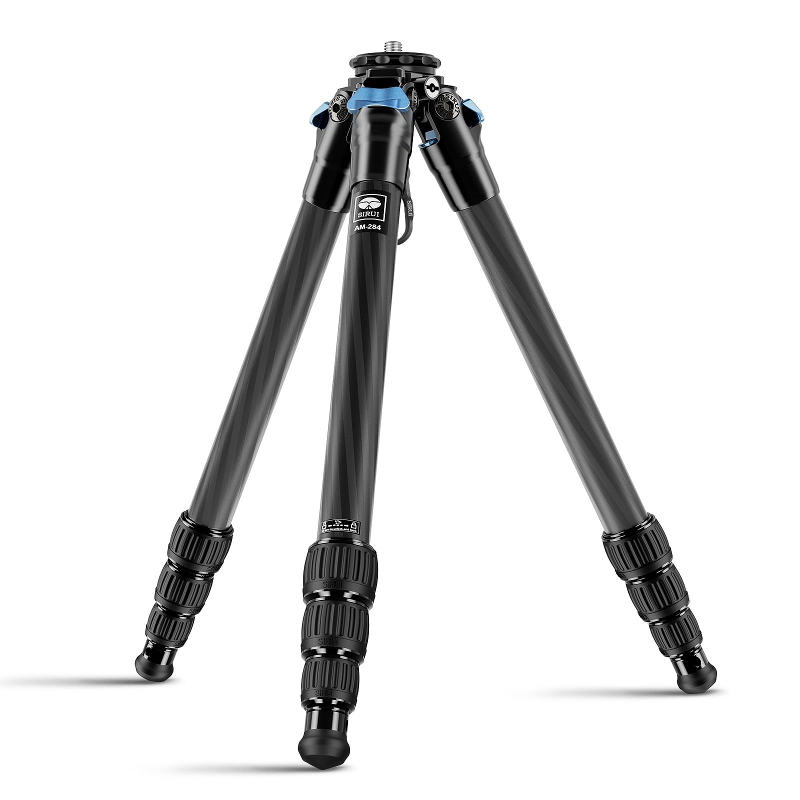 Sirui AM-284 Carbon Fiber Tripod for Travel, Professional Camera Tripod with 4-Section Legs, Twist Leg Locks, Detachable Metal Spikes, Loads up 33LB, Max Height 47.2“