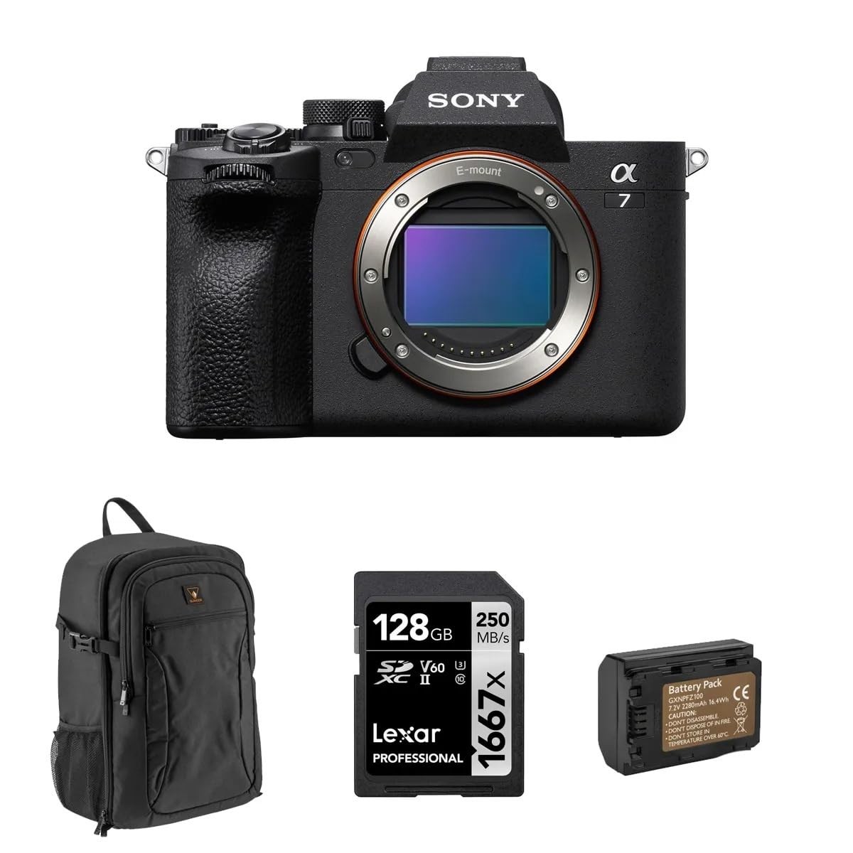 Alpha a7 IV Full Frame Mirrorless Interchangeable Lens Digital 4K Camera, Black - Bundle with 256GB SD Memory Card, Extra Battery, Camera Backpack, Sony 1 Year Limited Warranty