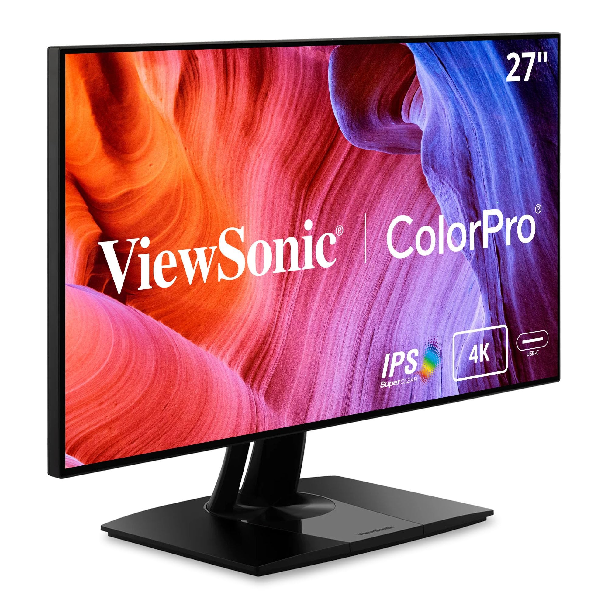ViewSonic VP2768A-4K 27 Inch 4K ColorPro Monitor, IPS Display with 100% sRGB and Pantone Validated for Professional Photo Editing, Advanced Ergonomics, 90W USB-C, RJ45, HDR10, HDMI, and DisplayPort