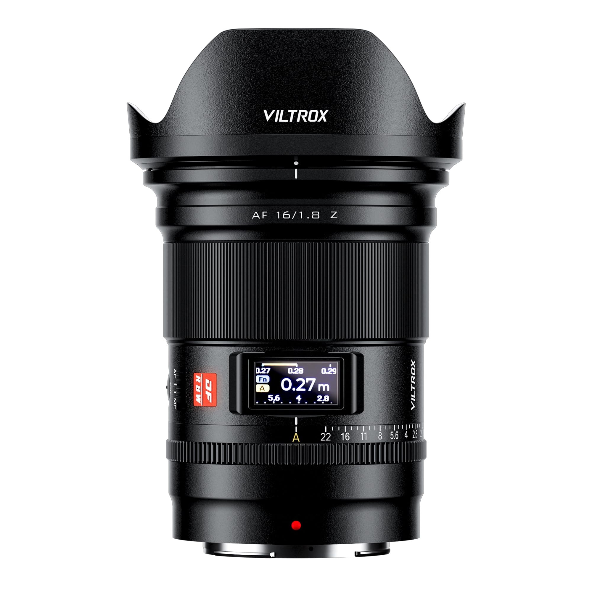 VILTROX 16mm f/1.8 Z Lens for Nikon Z-Mount Full Frame Prime Wide Angle Autofocus DF Lens with LCD Screen AF/MF Switch Compatible with Nikon Z Mount Z5 Z50 Z6 Z6II Z7 Z7II ZFC Z30 Z9 Z8 ZF